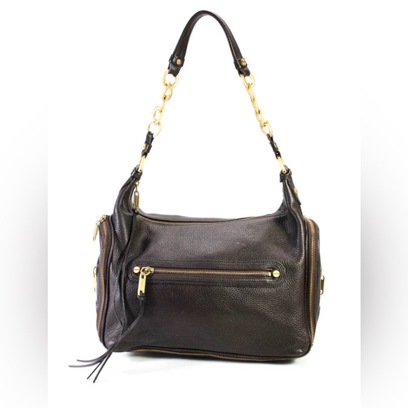 NWOT genuine leather brown pebbles Alexis Hudson Handbag gold toned hardware - Picture 5 of 16